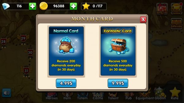 Monthly cards