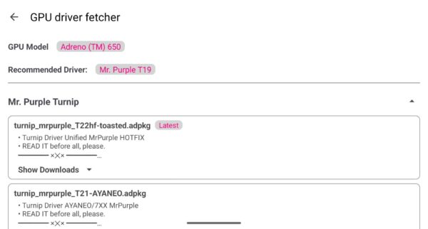 Select Turnip Driver in Eden