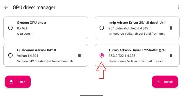 Make sure proper driver is selected