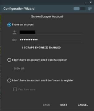 SkraperUI Account setup