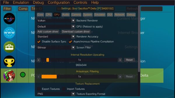 Vita3k per game config 2