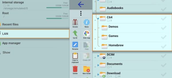 C64 folder structure on Android