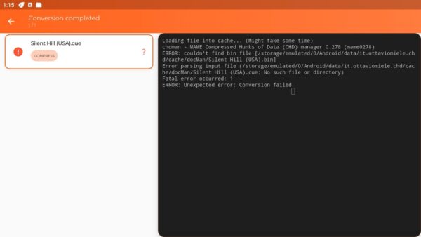 CHDroid Error couldn't find bin file