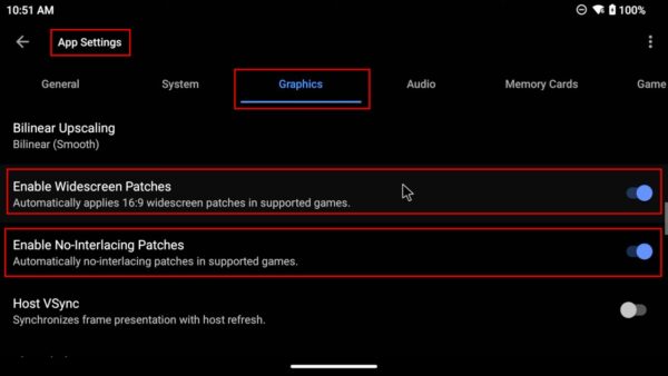 NetherSX2 graphics settings, shown for interface reference. Screenshot: Junub Games.