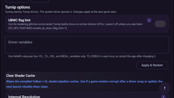 ARMSX3 Turnip Options and Driver Variables